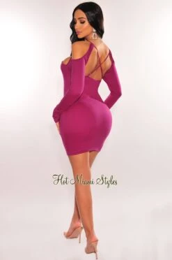 Berry Cut Out CrissCross Long Sleeve Mini Dress 7 Berry Cut Out CrissCross Long Sleeve Mini Dress -Miamis Style Shop berry cut out crisscross long sleeve mini dress hot miami styles 586857