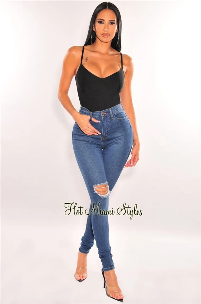 Black Bandage Spaghetti Straps Sweetheart Bodysuit 3 Black Bandage Spaghetti Straps Sweetheart Bodysuit - Image 3