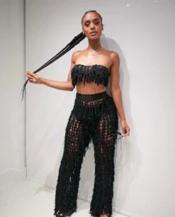 Black Crochet Halter Fringe Pants Two Piece Set Cover Up 5 Black Crochet Halter Fringe Pants Two Piece Set Cover Up -Miamis Style Shop black crochet halter fringe pants two piece set cover up hot miami styles 948486