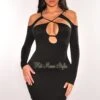 Black Cut Out CrissCross Long Sleeve Mini Dress