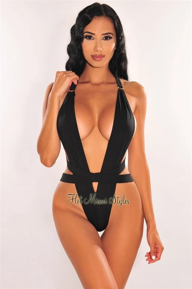 Black Cut Out Ultra High Cut One Piece Swimsuit 2 Black Cut Out Ultra High Cut One Piece Swimsuit - Image 2