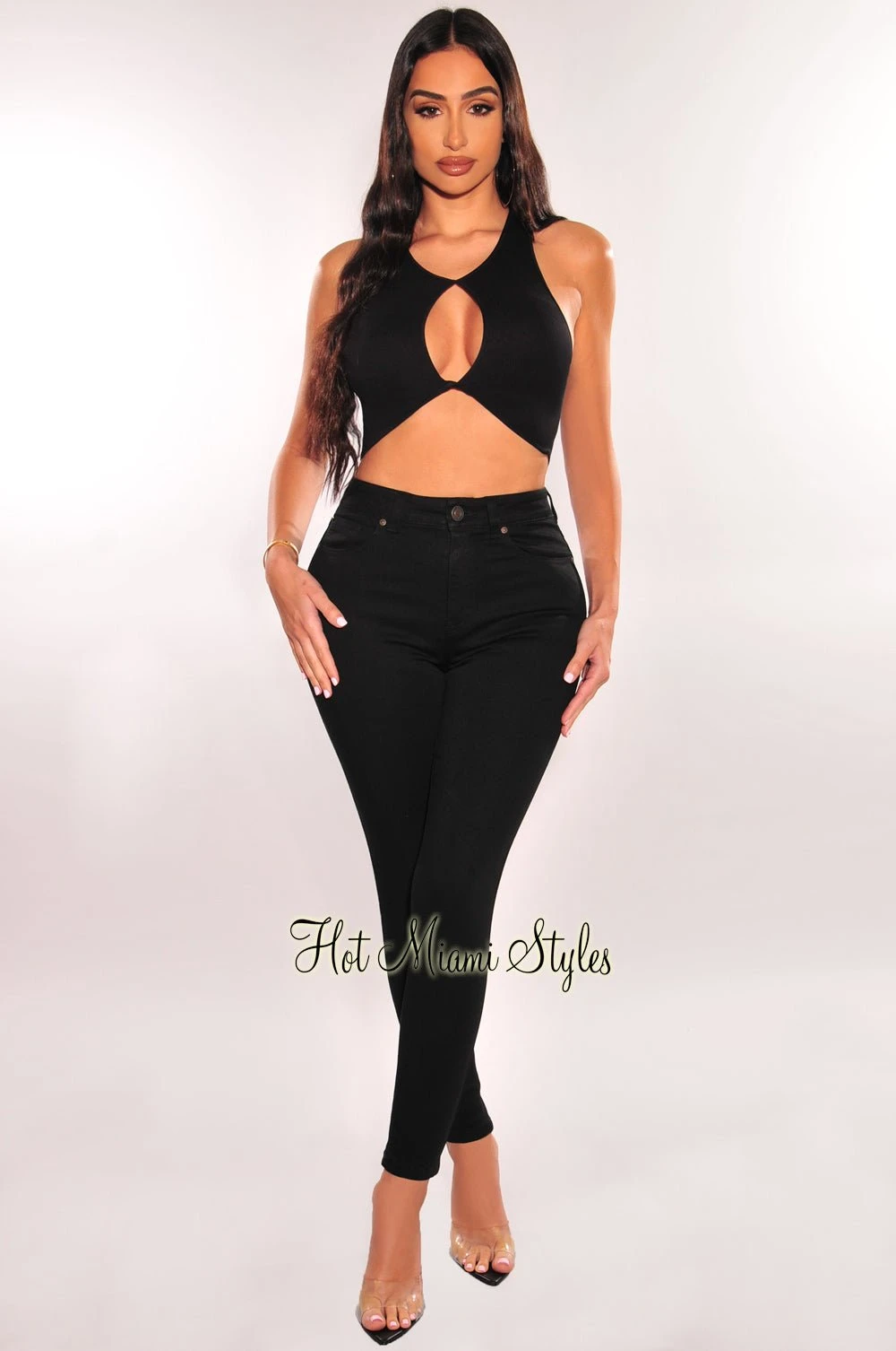 Black Denim High Waisted Stretchy Skinny Jeans 1 Black Denim High Waisted Stretchy Skinny Jeans