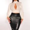 Black Faux Leather High Waist Pencil Skirt
