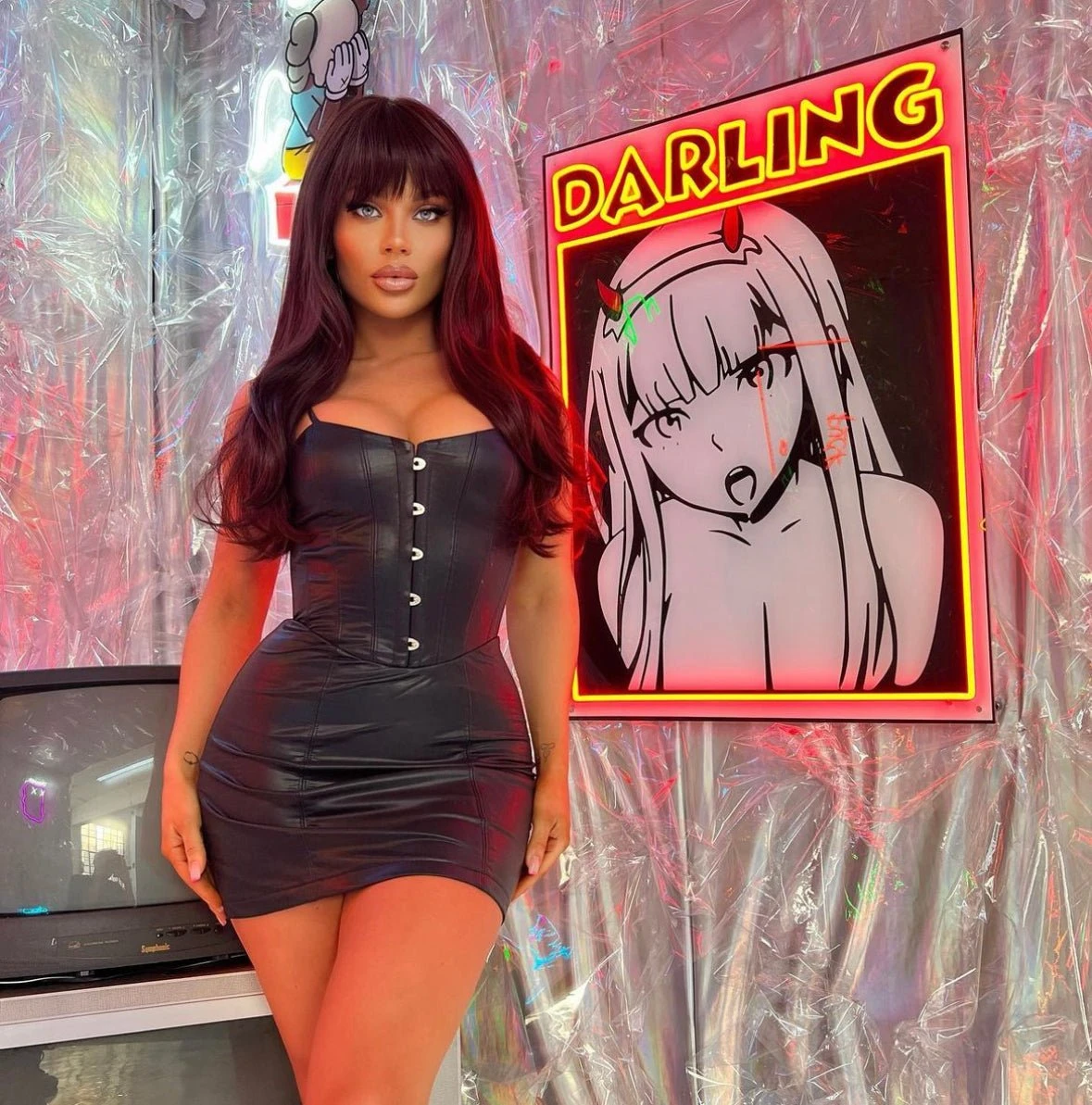 Black Faux Leather Spaghetti Straps Corset Zipper Back Mini Dress 5 Black Faux Leather Spaghetti Straps Corset Zipper Back Mini Dress - Image 5