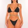 Black Gold Chain Scrunch Butt Bikini