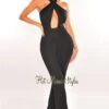Black Halter CrissCross Cut Out Palazzo Jumpsuit