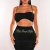 Black Mesh Padded Spaghetti Strap Ruched Cut Out Wrap Around Rhinestone Dress