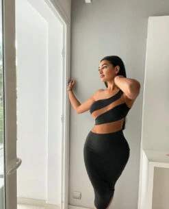 Black Nude Mesh Illusion One Shoulder Dress -Miamis Style Shop black nude mesh illusion one shoulder dress hot miami styles 393767