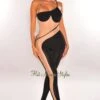 Black Nude Mesh One Shoulder Underwire Sheer Jumpsuit