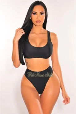 Black Padded Tank High Rise Bikini