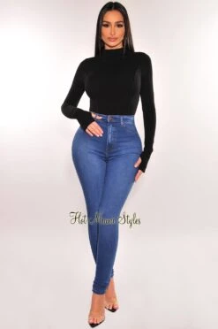 Black Ribbed Mock Neck Exposed Seams Long Sleeve Thong Bodysuit 6 Black Ribbed Mock Neck Exposed Seams Long Sleeve Thong Bodysuit -Miamis Style Shop black ribbed mock neck exposed seams long sleeve thong bodysuit hot miami styles 138984