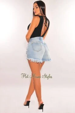 Black Ribbed Sleeveless V Neck Knotted Open Back Bodysuit 7 Black Ribbed Sleeveless V Neck Knotted Open Back Bodysuit -Miamis Style Shop black ribbed sleeveless v neck knotted open back bodysuit hot miami styles 814265