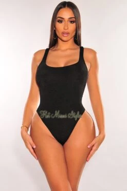 Black Round Neck Sleeveless Bodysuit
