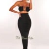 Black Ruched High Waist Maxi Skirt