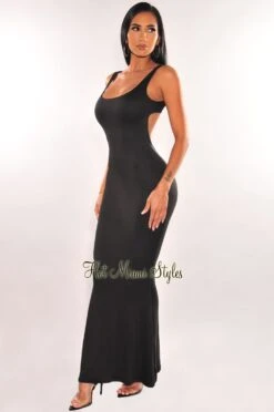 Black Sleeveless Cut Out Back Maxi Dress