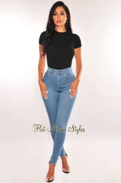 Blue Denim High Waist Skinny Jeans