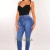 Blue Medium Wash Denim High-Waist Skinny Jeans