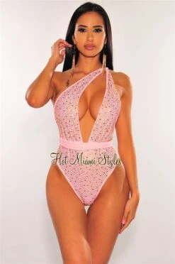 Blush Iridescent Rhinestones Halter Multi Wear Swimsuit 9 Blush Iridescent Rhinestones Halter Multi Wear Swimsuit -Miamis Style Shop blush iridescent rhinestones halter multi wear swimsuit hot miami styles 414267