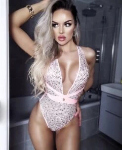 Blush Iridescent Rhinestones Halter Multi Wear Swimsuit 13 Blush Iridescent Rhinestones Halter Multi Wear Swimsuit -Miamis Style Shop blush iridescent rhinestones halter multi wear swimsuit hot miami styles 834589