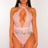 Blush Iridescent Rhinestones Halter Multi Wear Swimsuit