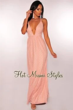 Blush Lace Nude Illusion CrissCross Maxi Dress 6 Blush Lace Nude Illusion CrissCross Maxi Dress -Miamis Style Shop blush lace nude illusion crisscross maxi dress hot miami styles 198974