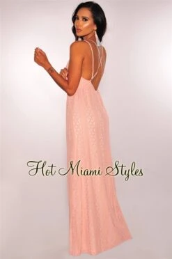 Blush Lace Nude Illusion CrissCross Maxi Dress 7 Blush Lace Nude Illusion CrissCross Maxi Dress -Miamis Style Shop blush lace nude illusion crisscross maxi dress hot miami styles 645557