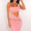 Blush One Shoulder Cut Out Ruched Dress