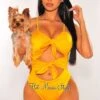 Canary Yellow Double Tie Up Cut Out Swimsuit