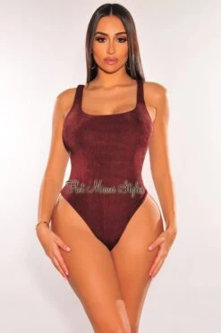 Chocolate Round Neck Sleeveless Bodysuit