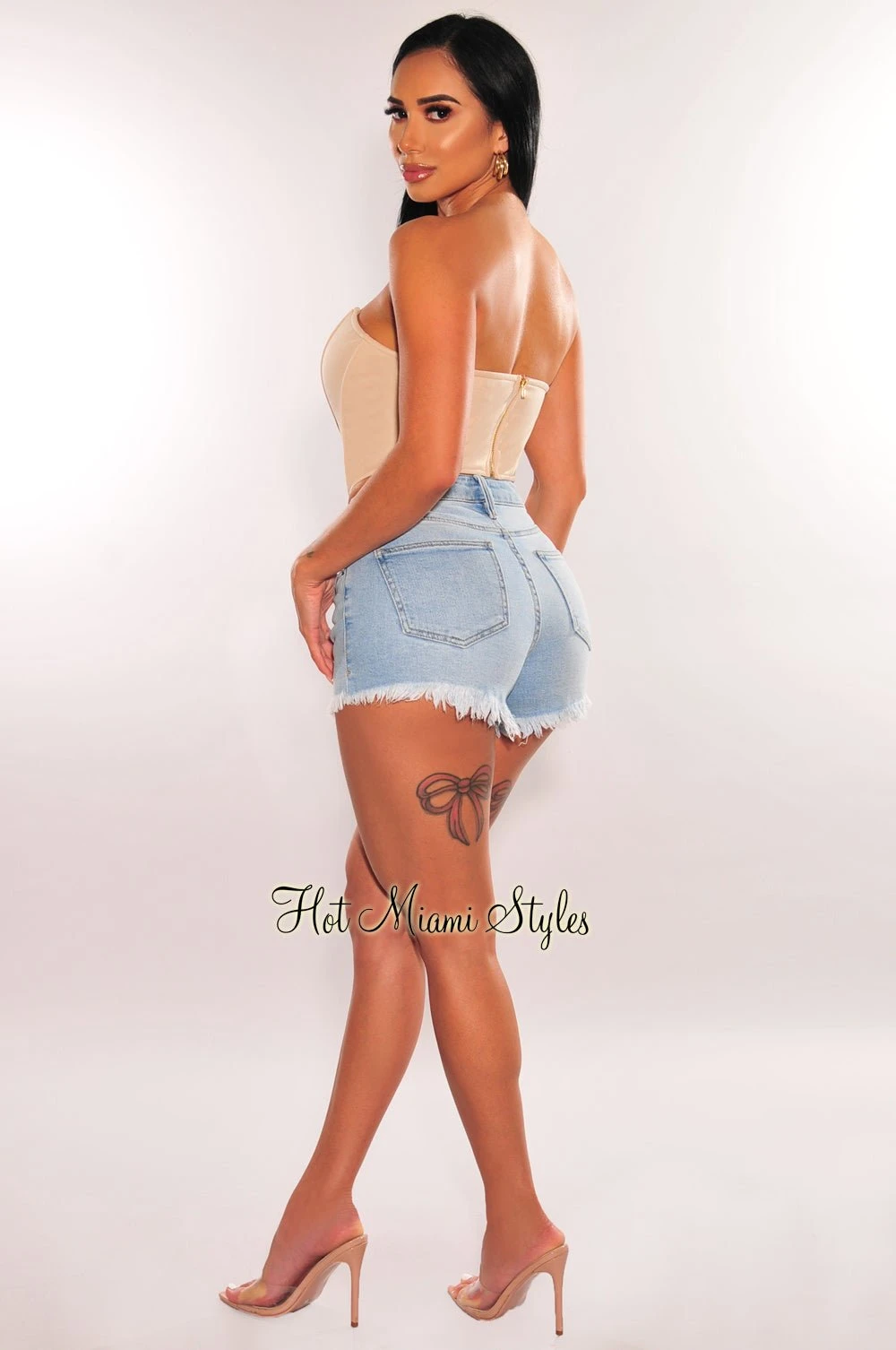 Cream Bandeau Boned Bustier Top 4 Cream Bandeau Boned Bustier Top - Image 4