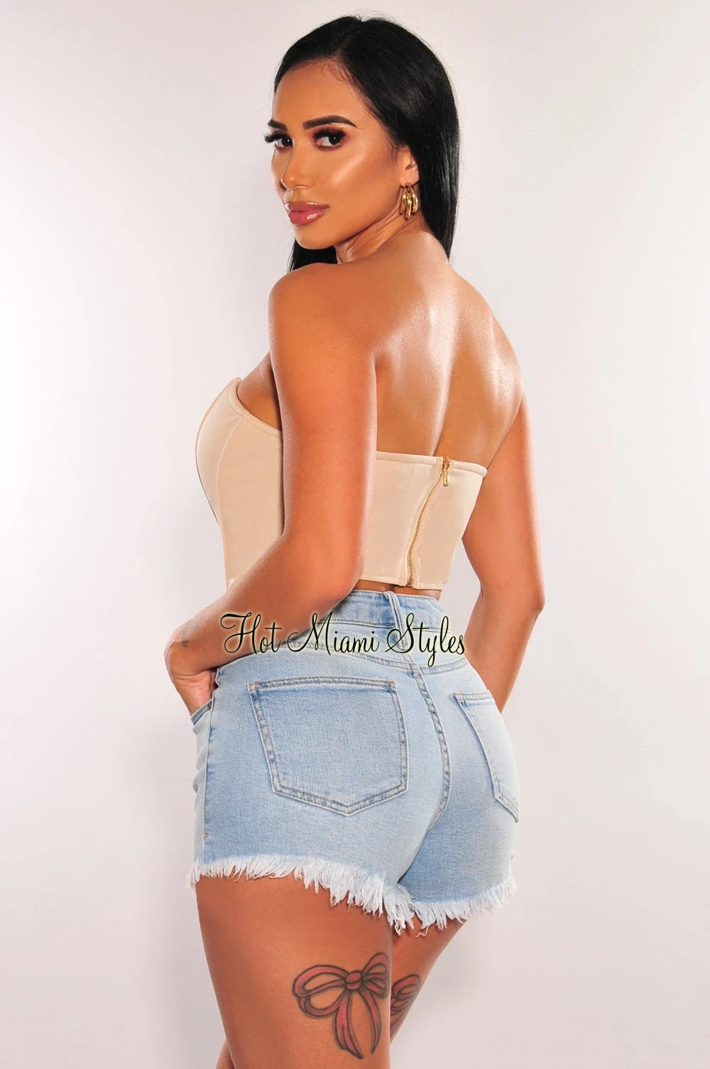 Cream Bandeau Boned Bustier Top 2 Cream Bandeau Boned Bustier Top - Image 2