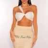 Cream High Waist Ruched Cover Up Skirt
