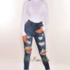 Dark Denim Distressed Butt-Lifting Skinny Jeans