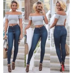 Dark Wash Denim High-Waist Skinny Jeans 5 Dark Wash Denim High-Waist Skinny Jeans -Miamis Style Shop dark wash denim high waist skinny jeans hot miami styles 762932