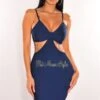 Deep Blue Bandage Spaghetti Straps Knotted Cut Out Mini Dress