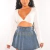 Denim Pleated High Waist Tennis Skort