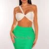 Green High Waist Ruched Cover Up Skirt
