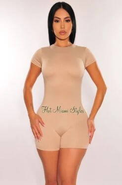 HMS Essential: Nude Perfect Fit Double Lined Short Sleeve Romper