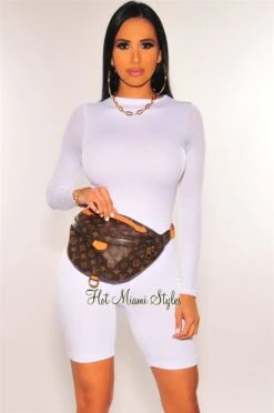 HMS Essential: White Perfect Fit Double Lined Long Sleeve Romper