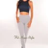 HMS ESSENTIALS: Light Gray Ribbed Waist Snatch Leggings