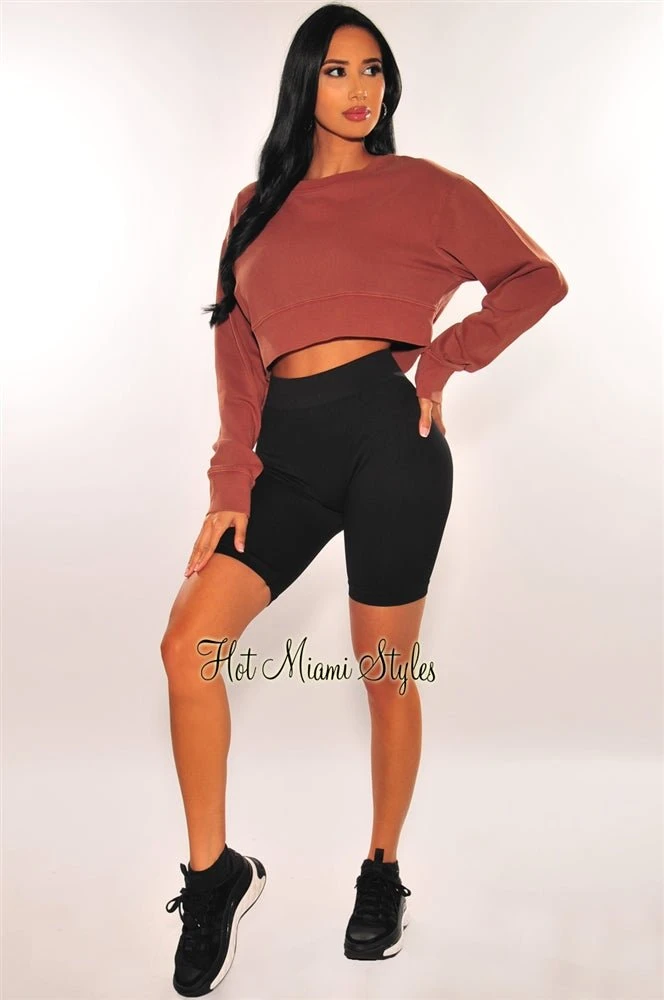 HMS Fit: Black Seamless Ribbed Knit Biker Shorts 4 HMS Fit: Black Seamless Ribbed Knit Biker Shorts - Image 4