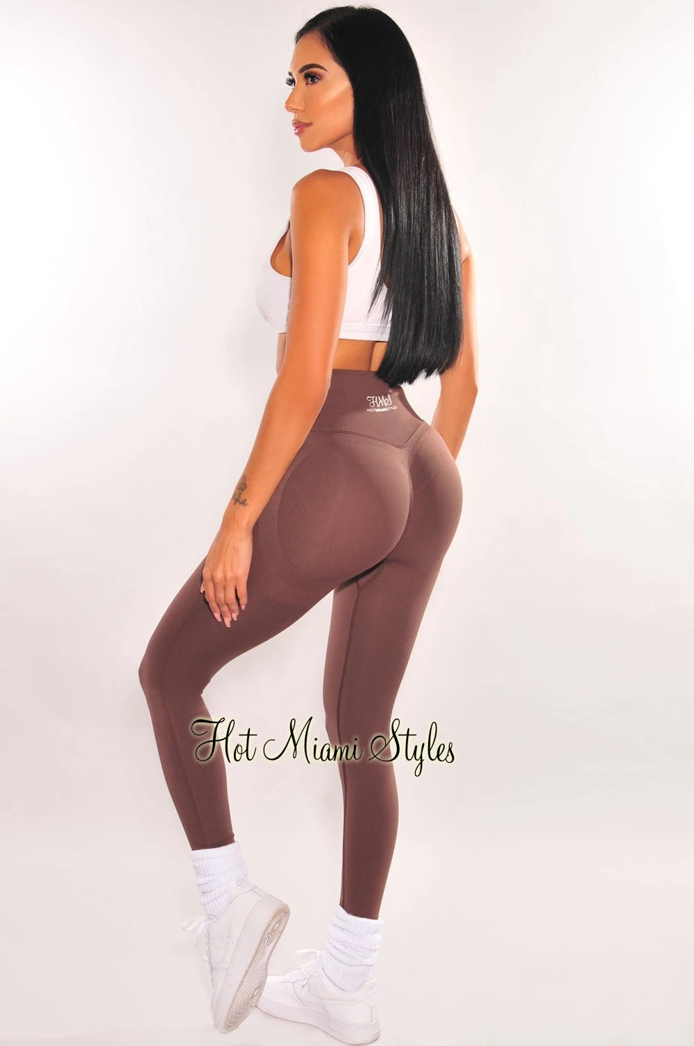 HMS FIT: Chocolate High Waist Ultra Butt Lifting Leggings 1 HMS FIT: Chocolate High Waist Ultra Butt Lifting Leggings