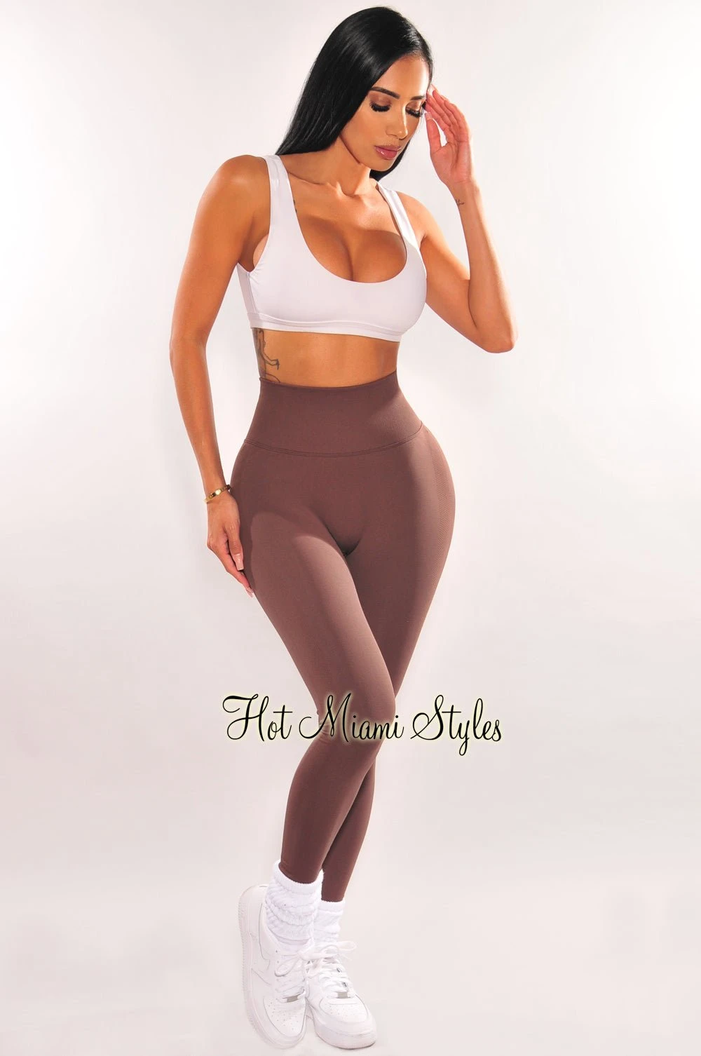 HMS FIT: Chocolate High Waist Ultra Butt Lifting Leggings 2 HMS FIT: Chocolate High Waist Ultra Butt Lifting Leggings - Image 2