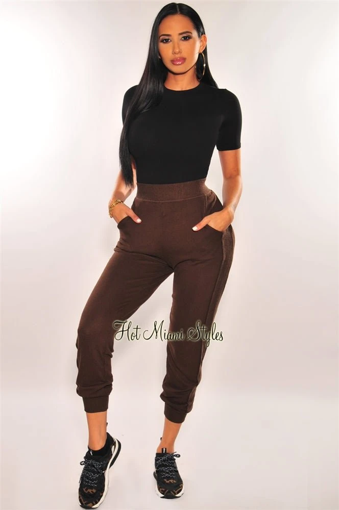 HMS Lounge: Chocolate Brown Fleece Jogger Pants 1 HMS Lounge: Chocolate Brown Fleece Jogger Pants