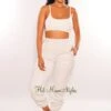 HMS Lounge: Light Gray High Waist Sweatpants Joggers