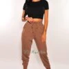 HMS Lounge: Toffee Drawstring High Waist Jogger Pants