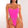 Hot Pink Multi Color Chain Ultra High Cut Swimsuit