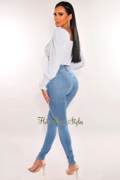 Iced Blue Squared Neck Drawstring Tie Up Crop Top 7 Iced Blue Squared Neck Drawstring Tie Up Crop Top -Miamis Style Shop iced blue squared neck drawstring tie up crop top hot miami styles 659075