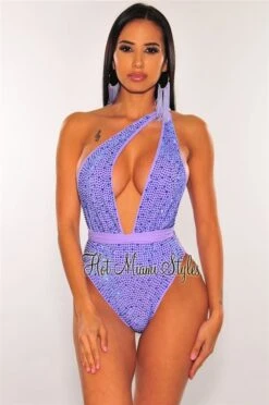 Lavender Iridescent Rhinestones Halter Multi Wear Swimsuit -Miamis Style Shop lavender iridescent rhinestones halter multi wear swimsuit hot miami styles 995787