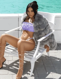 Lilac Off Shoulder Ruffle Scrunch Butt Bikini 5 Lilac Off Shoulder Ruffle Scrunch Butt Bikini -Miamis Style Shop lilac off shoulder ruffle scrunch butt bikini hot miami styles 329881